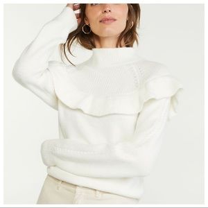 Ann Taylor Mixed Stitch Ruffle Sweater, Size L